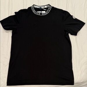 NWT Moncler Black Tee with Logo Collar